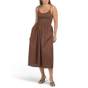 HUNTER & BROWN Brown Ponte Top V-waist Maxi Dress